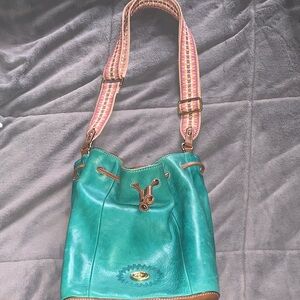 Tignanello Turquoise Leather Shoulder Bag